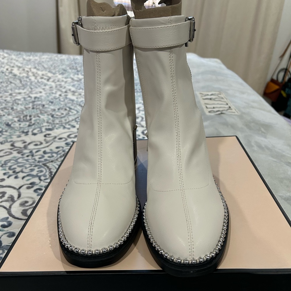 BCBGeneration Cream Ankle Boots with Silver Details